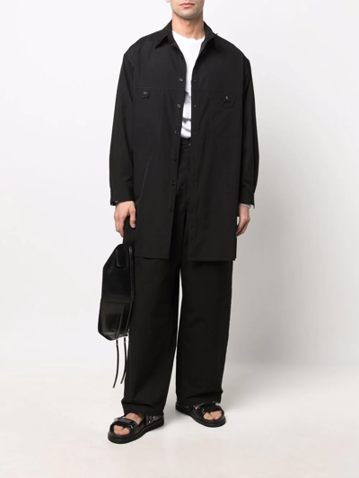 Shop Yohji Yamamoto High-waisted Wide Leg Trousers In Schwarz