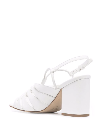 Shop Laurence Dacade 90mm Strappy Leather Sandals In Weiss
