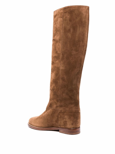 Shop Via Roma 15 Knee-length Suede Boots In Braun