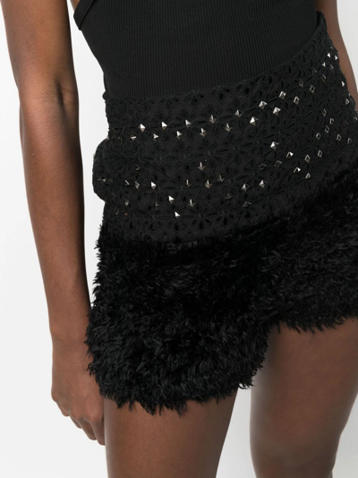 Shop Sacai Broderie-anglaise Studded Shorts In Schwarz