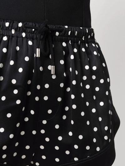 Saint Laurent High-waist Polka-dot Silk Shorts In Schwarz
