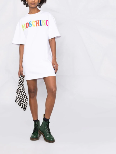 Shop Moschino Logo-print T-shirt Dress In Weiss