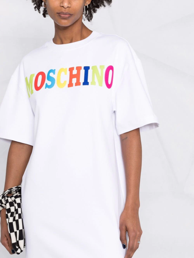 Shop Moschino Logo-print T-shirt Dress In Weiss
