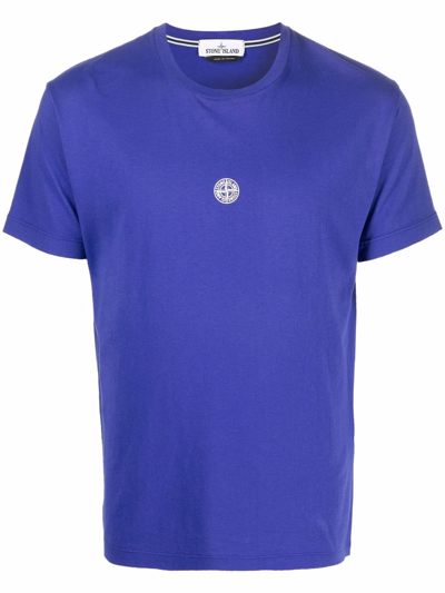 Shop Stone Island Graphic-print Cotton T-shirt In Blau
