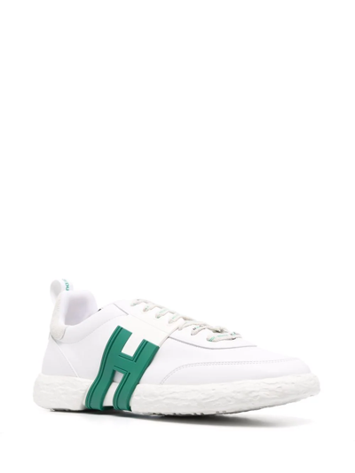 Shop Hogan Logo-patch Lace-up Sneakers In White