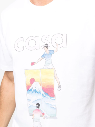 Shop Casablanca Ping Pong-print T-shirt In Weiss