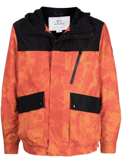 Woolrich Trek Tie Dye-print Windbreaker In Orange