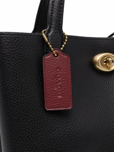 Shop Coach Tag-detail Leather Tote Bag In Schwarz
