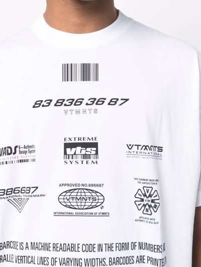 Shop Vtmnts Barcode Print T-shirt In Weiss