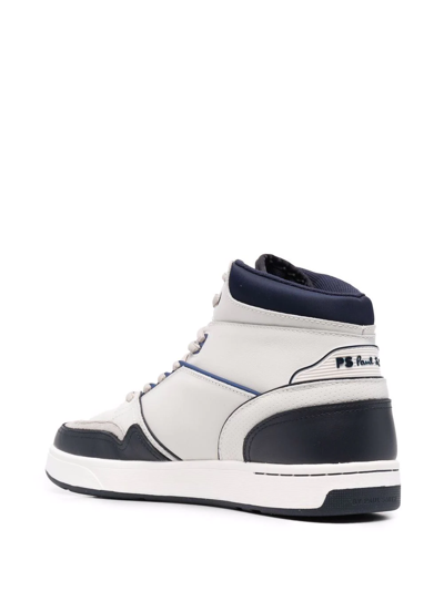 Shop Ps By Paul Smith Embossed-logo Hi-top Sneakers In Grau