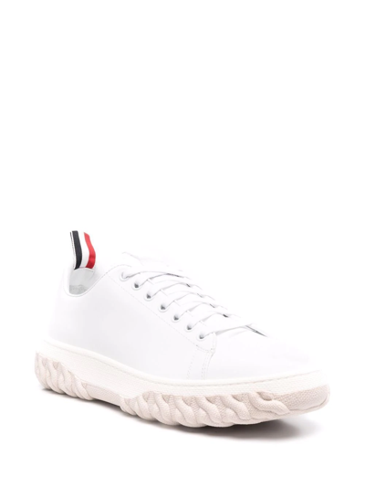Shop Thom Browne Court Low-top Sneakers In Weiss