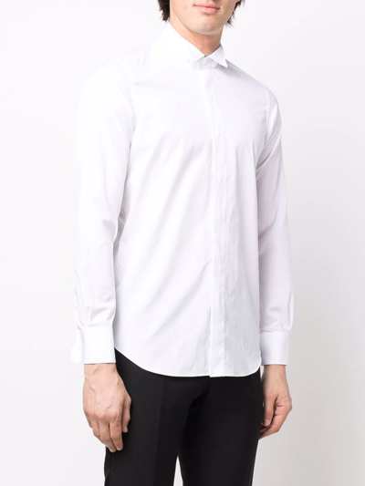 Shop D4.0 Wing-tip Cotton Shirt In Weiss