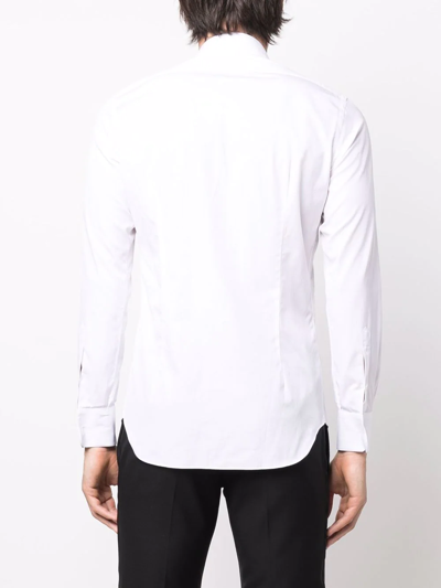Shop D4.0 Wing-tip Cotton Shirt In Weiss