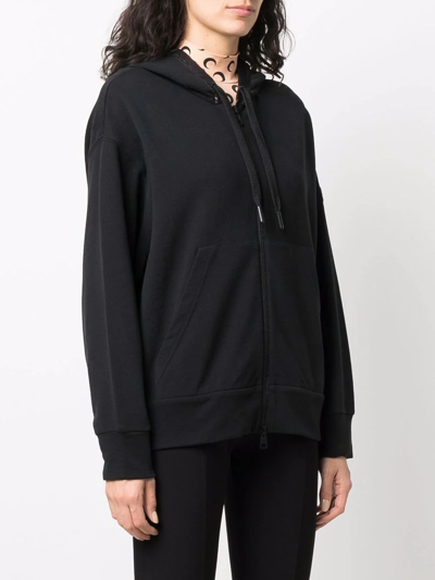 Shop Moncler Sleeve-logo Zip-up Hoodie In Schwarz