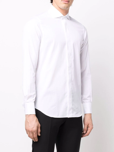 Shop D4.0 Tuxedo Cotton Shirt In Weiss