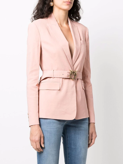 Shop Pinko Belted Single-breasted Blazer In Rosa
