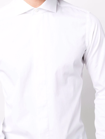 Shop D4.0 Tuxedo Cotton Shirt In Weiss
