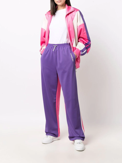 Shop Khrisjoy Two-tone Wide-leg Track Pants In Rosa