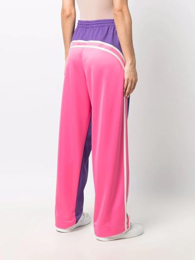 Shop Khrisjoy Two-tone Wide-leg Track Pants In Rosa