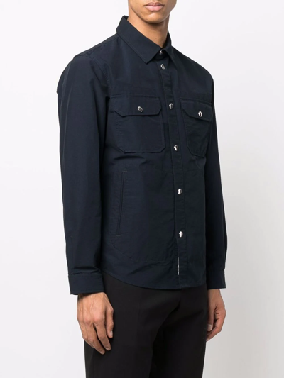 Shop Woolrich Multi-pocket Cotton Shirt In Blau