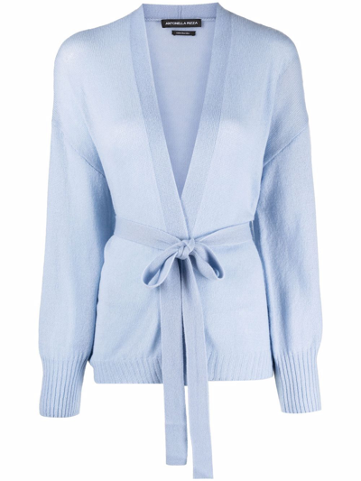 Shop Antonella Rizza Ribbed-knit Cashmere Cardigan In Blau