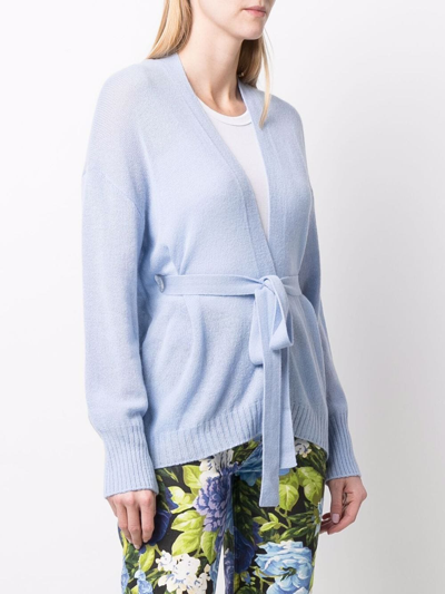 Shop Antonella Rizza Ribbed-knit Cashmere Cardigan In Blau