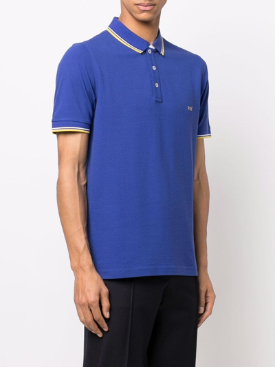 Shop Fay Logo-embroidered Polo Shirt In Blau