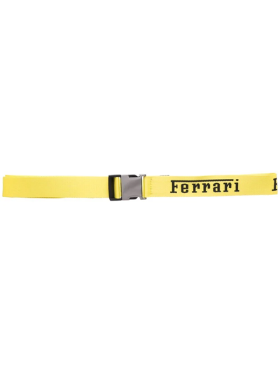Shop Ferrari Logo-embroidered Belt In Gelb
