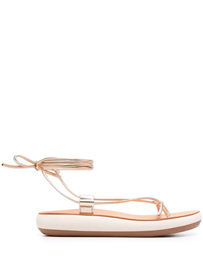 Shop Ancient Greek Sandals Diakopes Ankle-tie Sandals In Nude