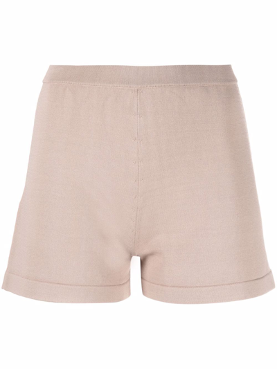 Shop Federica Tosi High-waisted Knit Shorts In Nude