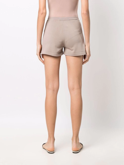 Shop Federica Tosi High-waisted Knit Shorts In Nude