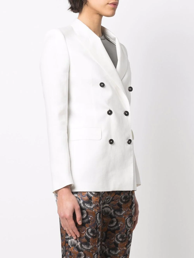 Shop Tagliatore Double-breasted Tailored Linen Blazer In Weiss