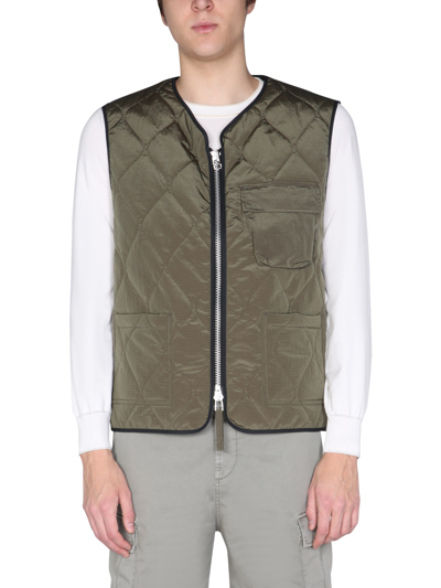 Shop Mackintosh Quilted Gilet Jacket In Green