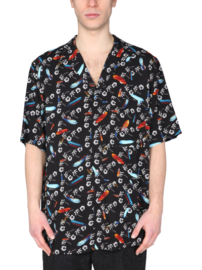 Marcelo Burlon County Of Milan Marcelo Burlon Hawaii Shirt In Black