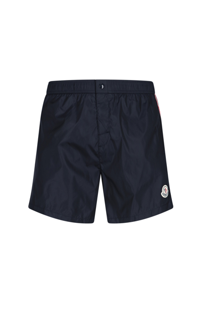 Shop Moncler Tricolour Detail Swim Shorts