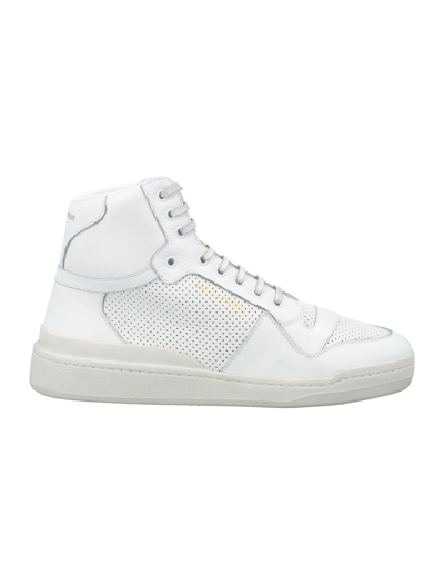 Shop Saint Laurent Sl24 Mid Top Sneakers In White