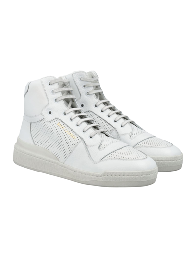 Shop Saint Laurent Sl24 Mid Top Sneakers In White