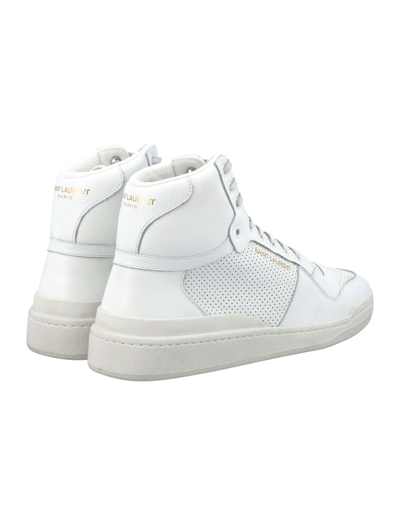 Shop Saint Laurent Sl24 Mid Top Sneakers In White