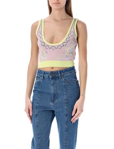 Shop Y/project Jacquard Knitted Top In Pink Yellow