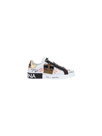 Shop Dolce & Gabbana Portofino Printed Sneakers In Scritte/bianco