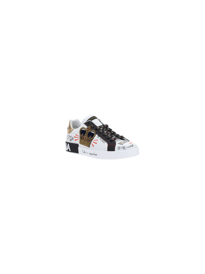 Shop Dolce & Gabbana Portofino Printed Sneakers In Scritte/bianco
