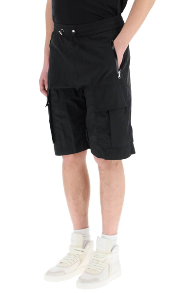 Shop Balmain Nylon Cargo Shorts In Black (black)
