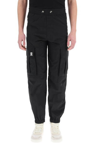 Shop Balmain Nylon Cargo Pants In Black (black)