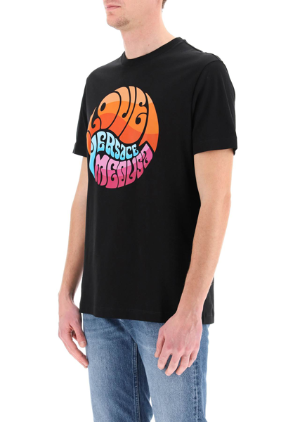 Shop Versace Medusa Music Print T-shirt In Nero (black)