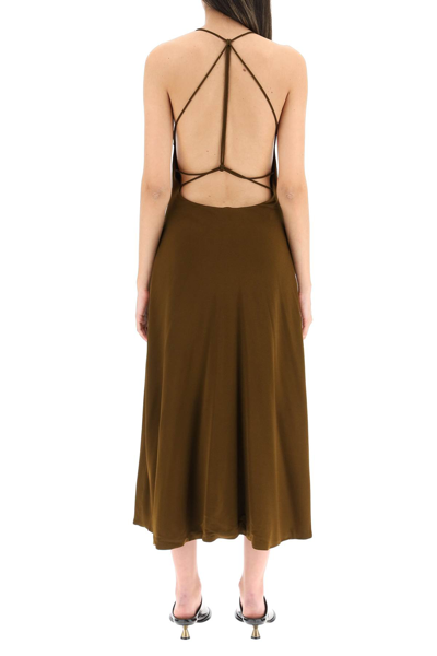 Shop Khaite Rina Midi Dress In Olive (khaki)