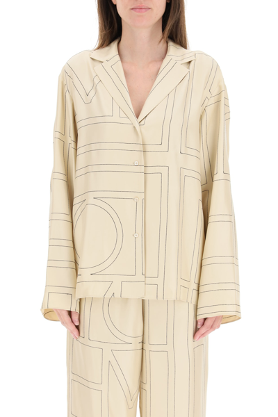 Shop Totême Silk Twill Pajama Shirt In Neutro