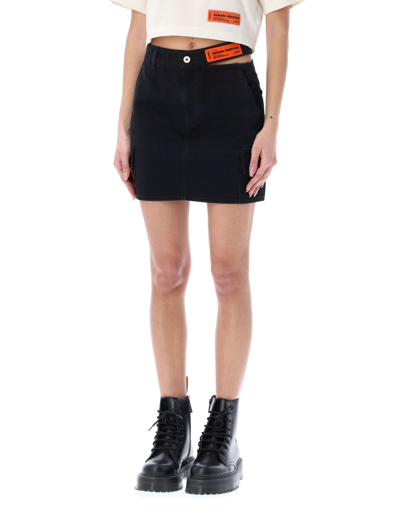 Shop Heron Preston Open Side Belt Denim Mini Skirt In Black