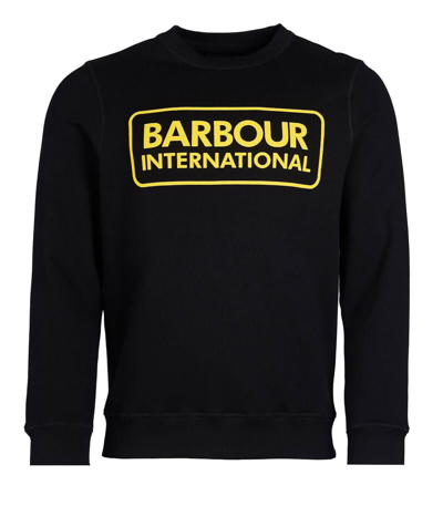 Shop Barbour Large Logo Black Yellow Sweatshirt In Nero