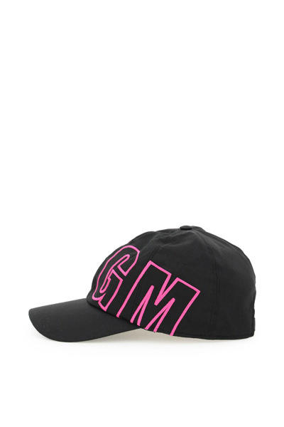 Shop Msgm Maxi Logo Baseball Cap In Black Fuxia (black)