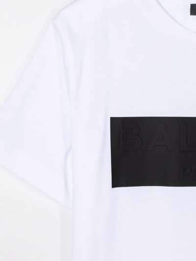 Shop Balmain Contrasting Box-print Short-sleeve T-shirt In Nero-bianco